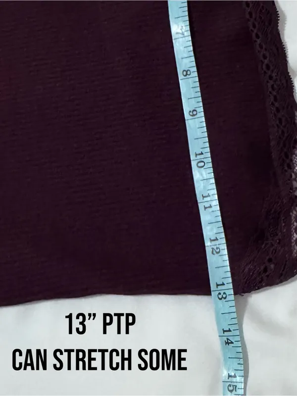 Madewell 90s Camisole Womens Small Ribbed Lace Spaghetti Strap Burgundy Top - Image 10