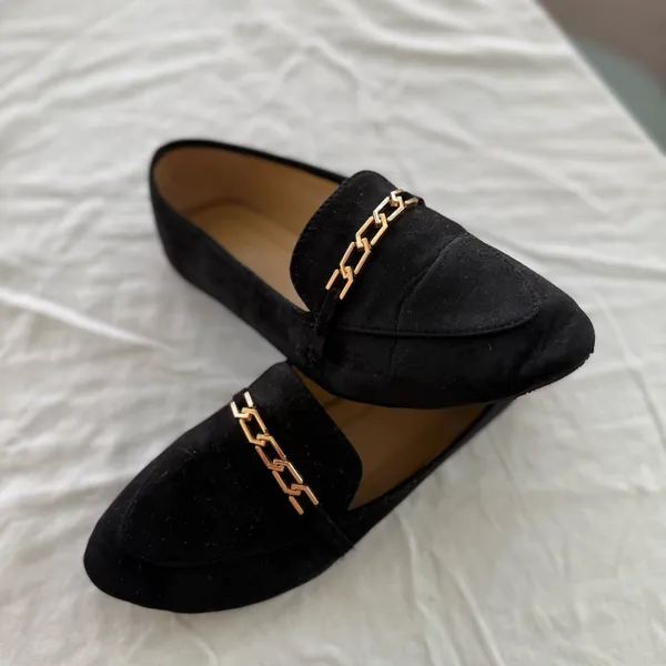 ASOS Black Loafers with Gold Chain Detail - Image 2