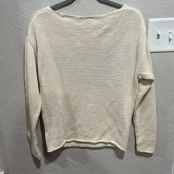 Ralph Lauren Boat Neck Intarsia Knit Sweater Pullover Cream Black Size Small - Image 6