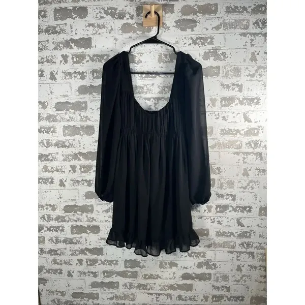 Abercrombie & Fitch | women square neck black flowy dress with long sleeves - Image 10