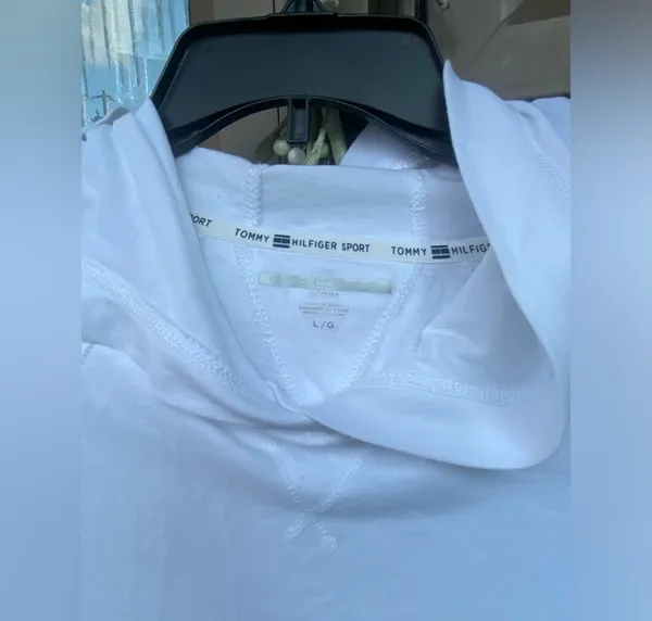 Tommy Hilfiger Sport White Hoodie long sleeves size large pre owned - Image 10