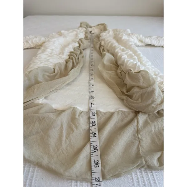 VTG Y2K Pete USA Ruche Ruffled Ivory Cardigan‎ Lagenlook Boho Festival Pirate XL - Image 7