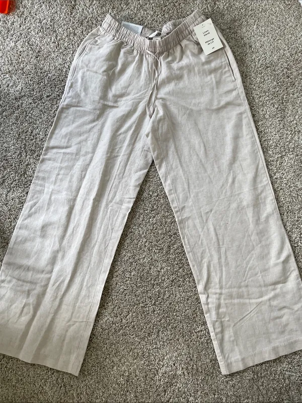 H&M MAMA Sz Small Before & After Linen-Blend Pants - Image 5