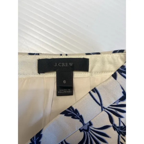 J Crew Skirt Size 6 Blue Floral Pencil Cotton‎ Zip Up Office Preppy Party Casual - Image 5