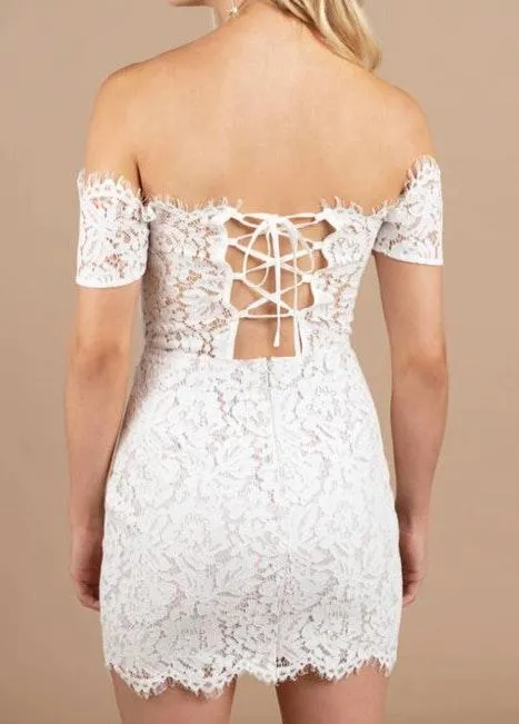 Tobi White Lace Off The Shoulder Dress - Image 2
