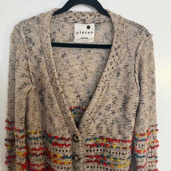 Pieces by Kensie Women's Multicolor Knit Sweater Cardigan Large - Image 2