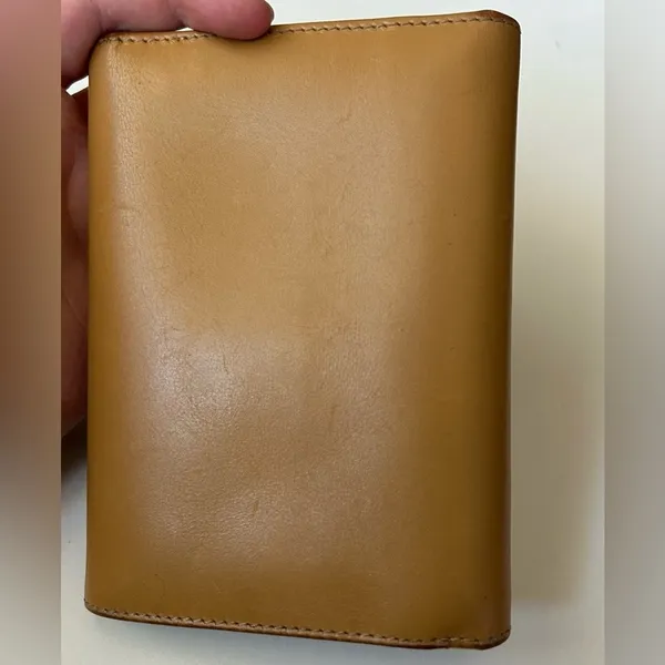 Vintage Coach Leather Tri Fold Card Holder Wallet Tan Camel 5.5”x4” - Image 12