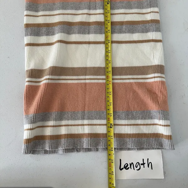 Striped Ribbed Knit Midi Dress‎ Spaghetti Strap V Neck Bodycon Womens Small - Image 9