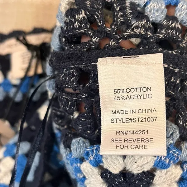 Sincerely Jules Blue‎ Crochet Crop Top Size Medium Blue - Image 6