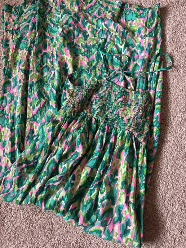 Cupshe Green Pink Abstract Beach Strappy Keyhole Summer Maxi Dress - Image 8