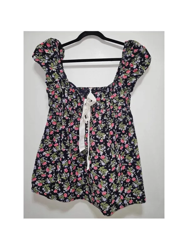 $128 NWOT Free People Gaia Cord Corduroy Cute Babydoll Printed Tunic XS - Image 5