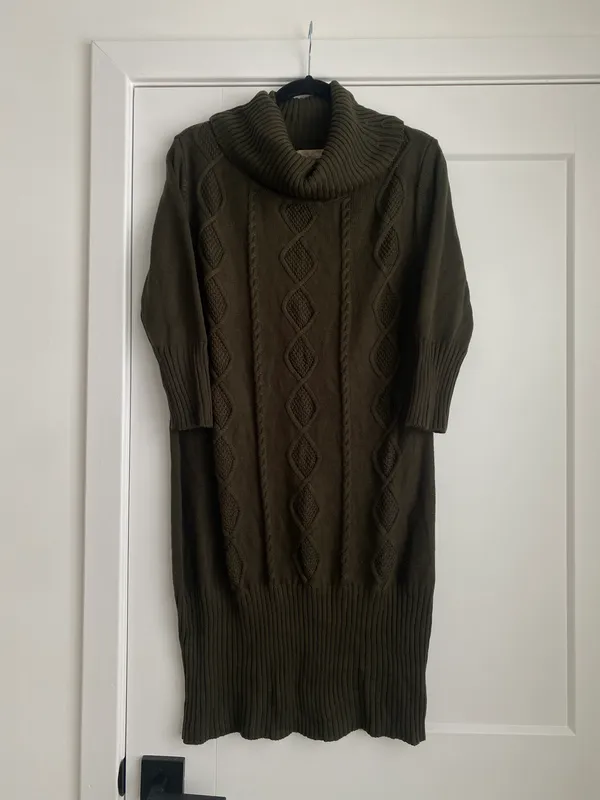 Appraisal Women's Sweater Dress Brown Turtle Neck Cable Knit Mini - Image 2
