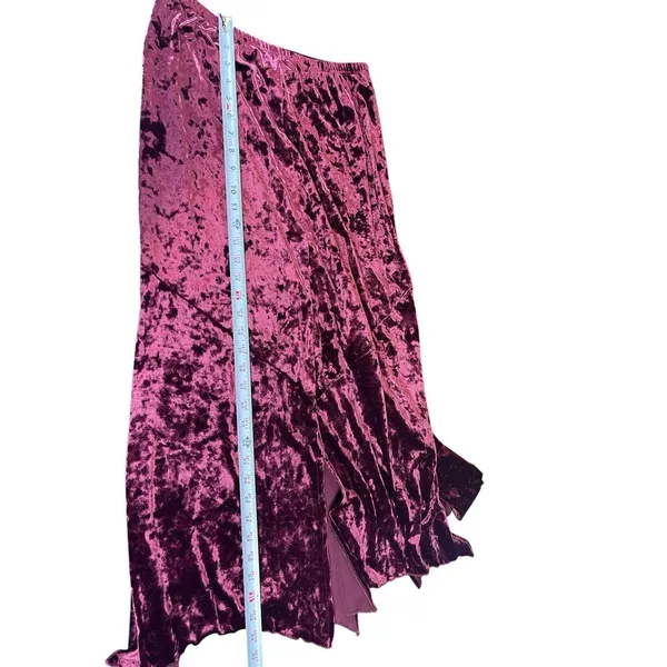 VTG Y2K 90s Fashion Bug Crushed Velvet Gothic 2-Piece Set Skirt Set M Burgundy - Image 11