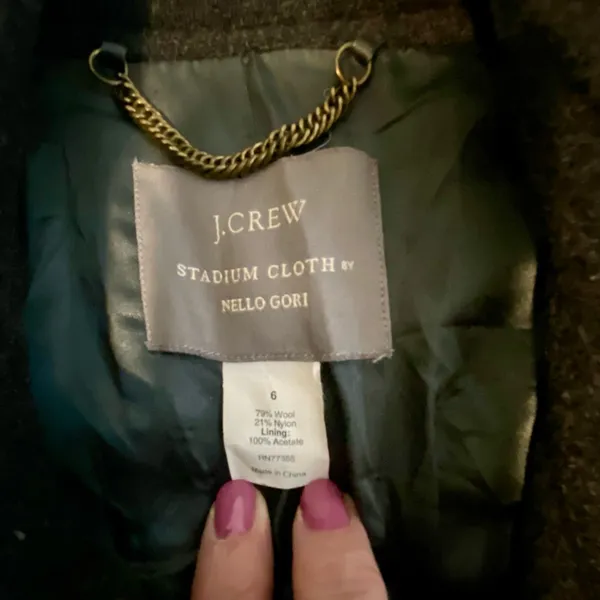 J. Crew Stadium Cloth by Nello Gori Black/Gray Peacoat - Image 6