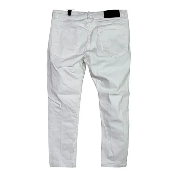 Zara Straight Leg High Rise Stretch Casual Ankle Cropped Denim Jean Zip 36 White - Image 13