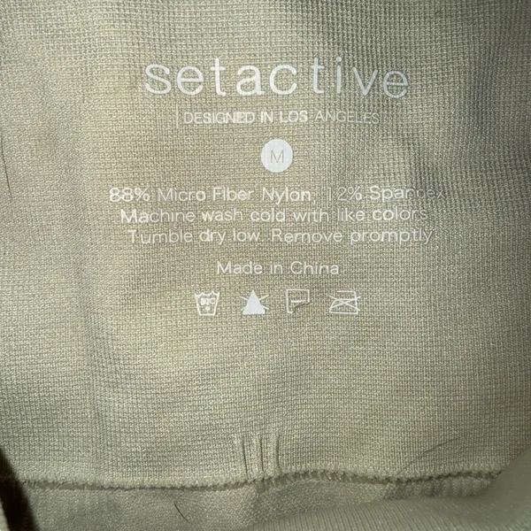 Set‎ Active Ribbed Leggings Women Medium Cream Excellent High Waisted Activewear - Image 4