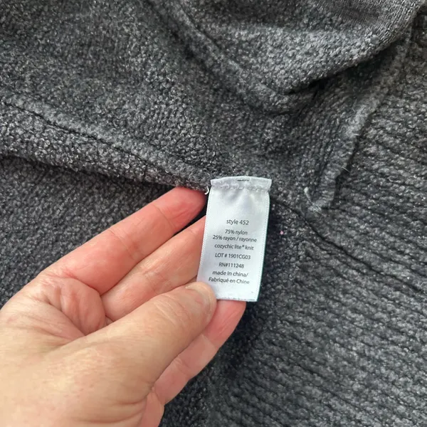 Barefoot Dreams‎ Medium Cardigan Dark Gray Open Front Pockets Long Sleeve - Image 7