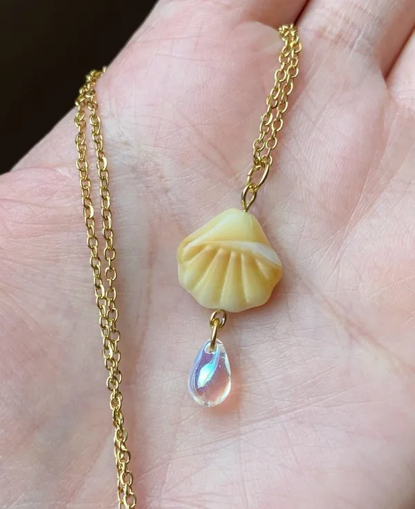 Handmade gold tone stainless steel boho chic quality glass beads necklace🌀🐚🌊 - Image 5