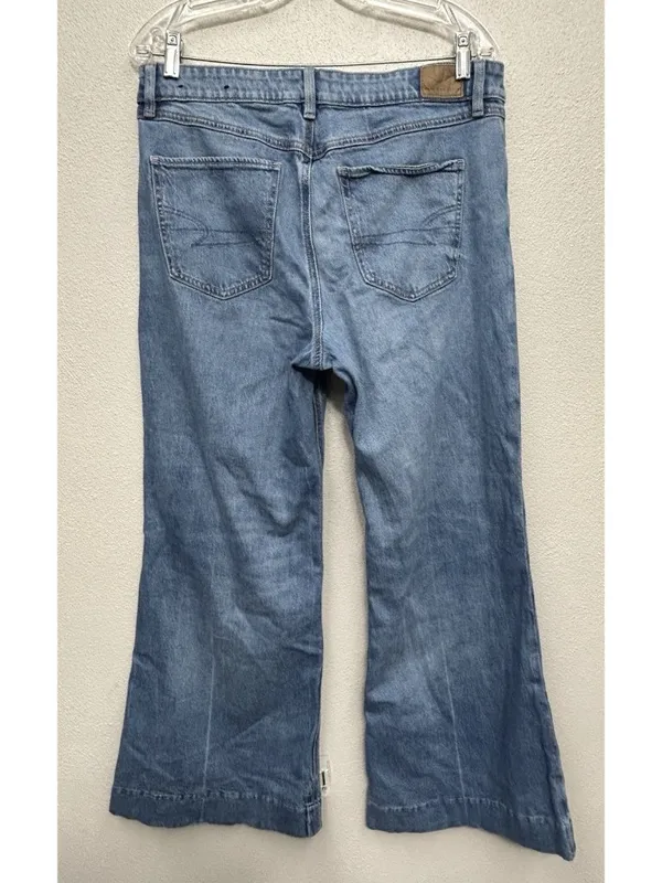 American Eagle High Rise Flare womens sz 10 medium wash denim jeans 33x29 - Image 3