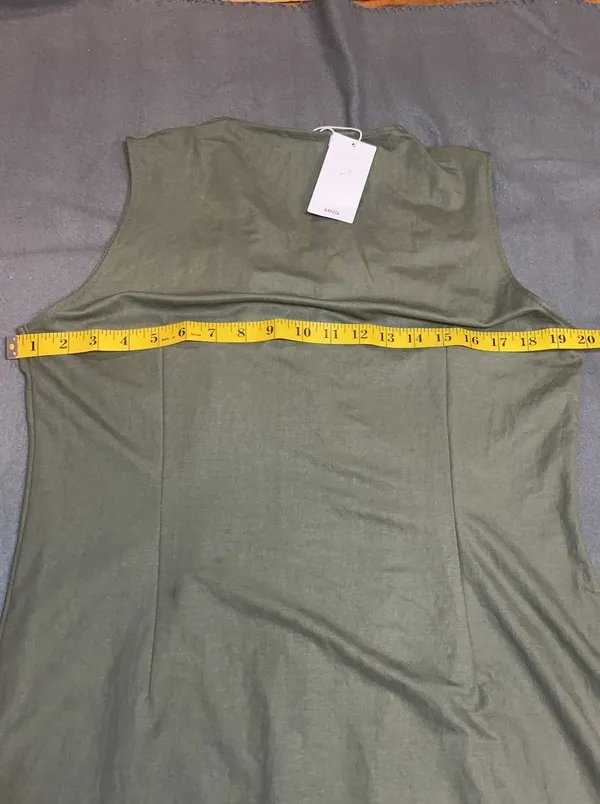 MNG Mango Sleeveless Button-Front Mini Dress Olive Green Size XL - Image 8
