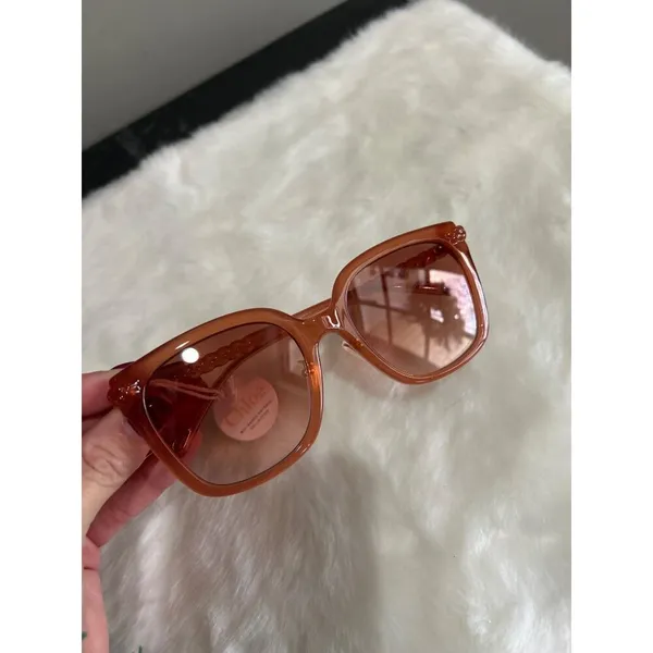 Chloé Core 56mm Square Sunglasses Nude Nude Orange Womens Size NS - Image 5