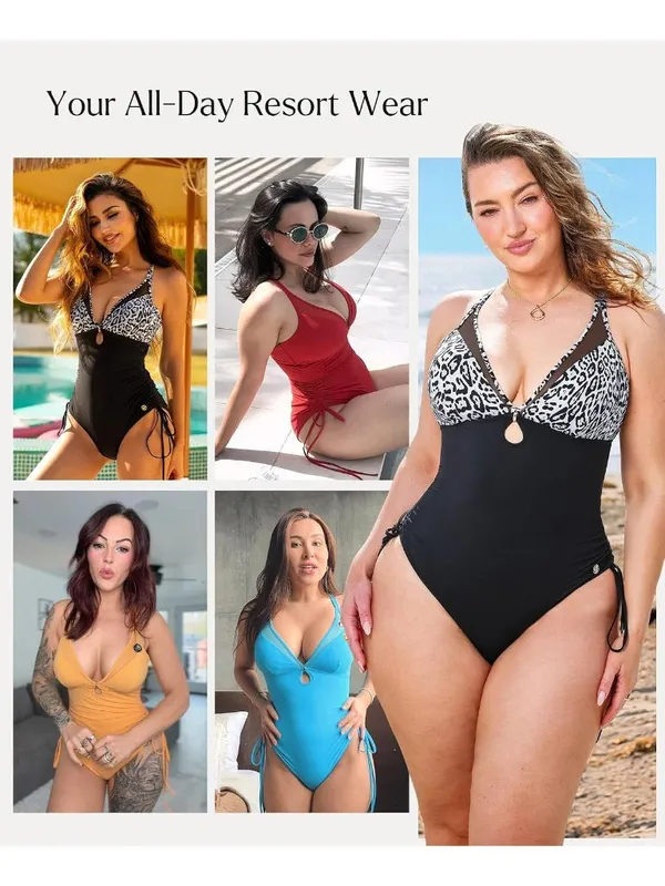 Popilush Tummy Control Swimsuit RED One Piece Shapewear Bathing Suit X-LARGE - Image 2