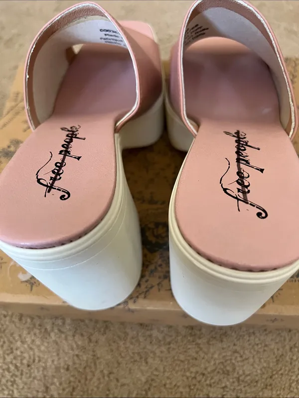 Free People Zoe Blush Pink Platform Mule Heels - Image 5