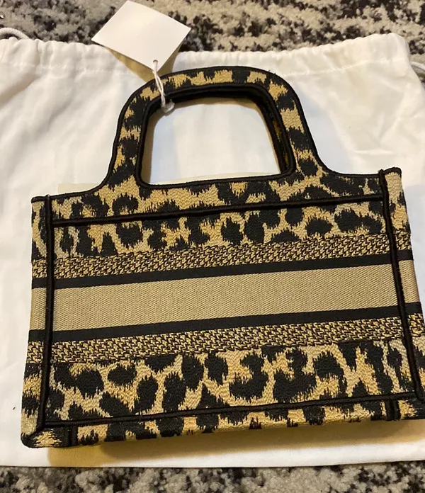 Dior Mini Book Tote Beige Multicolor Mizza Embrodiery - Image 3