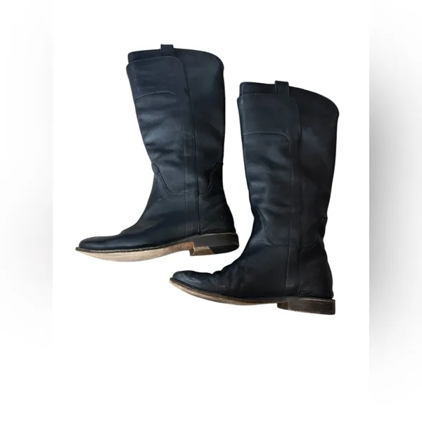 FRYE Paige Leather Riding‎ Boots Black Women's Size 7B Preowned - Image 3