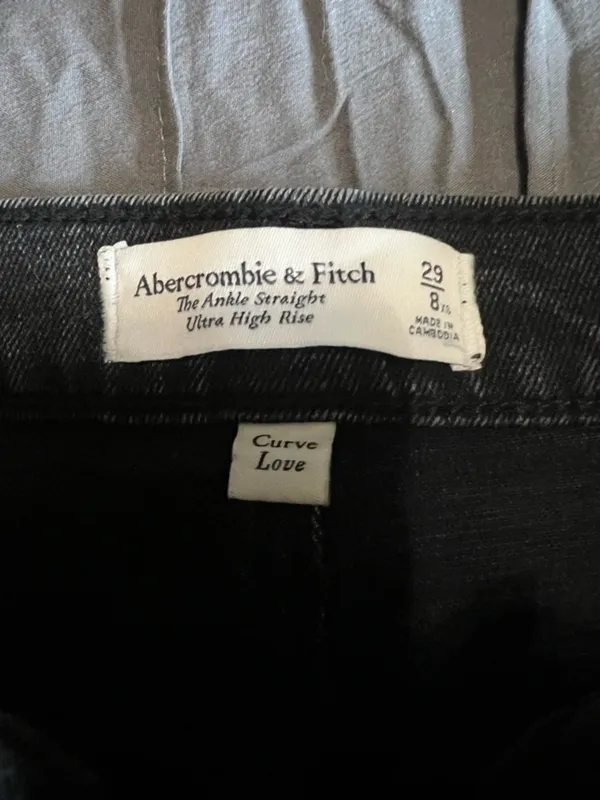 Abercrombie & Fitch Woman’s The Ankle Straight Ultra High Rise Black Jeans 29 - Image 11
