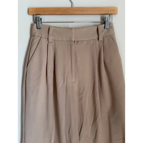 Favorite Daughter The Favorite Pant Pleated Wide Leg High Waist Beige Trouser 2 - Image 4