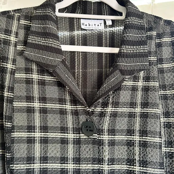 Habitat Black White Chunky Button Plaid Textured Jacket Cardigan Top Size L - Image 3
