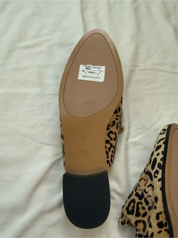 Halogen Leopard Print Calf Hair Mule Loafers Size 10 - Image 3