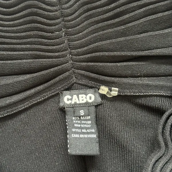 Vintage Cabo S Off the Shoulder Black Stretch Knit Sweater Long Sleeve Beaded - Image 4