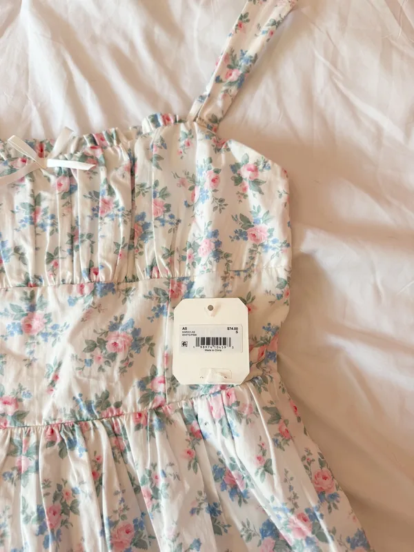 White And Pink Isa Floral Mini Dress Size Small - Image 4
