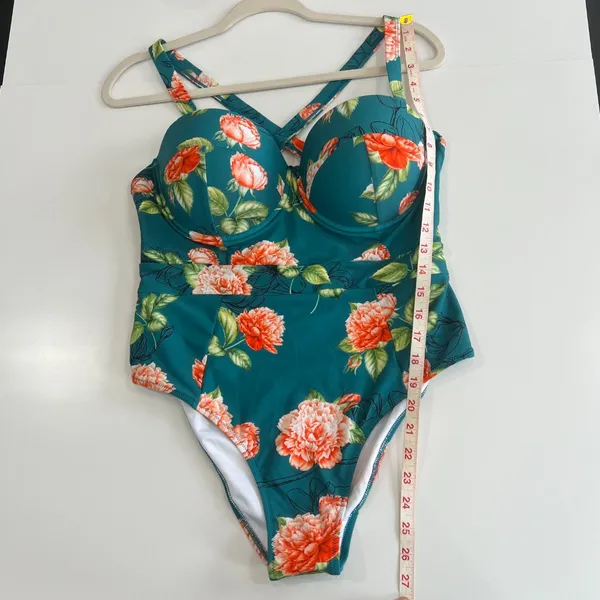 Cupshe NEW 0X Green Floral Moulded One Piece Swimsuit - Image 16