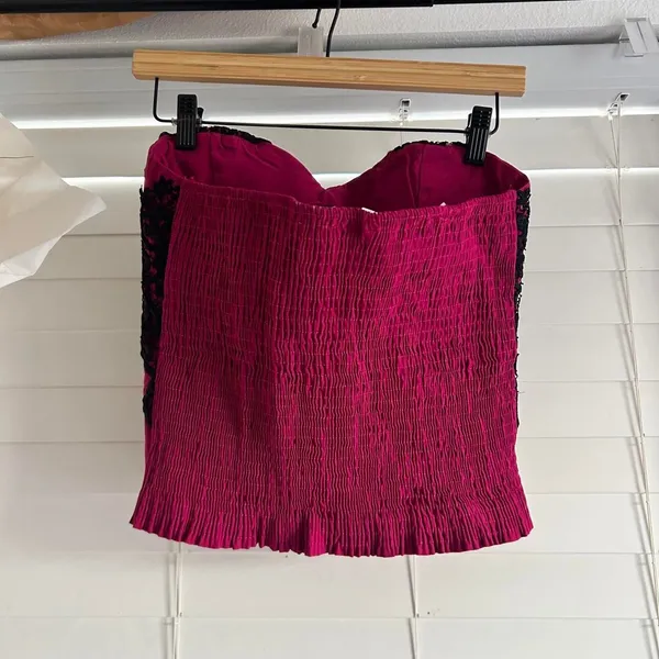 Body Central Baby Cereal Y2K Hot Pink Black Lace Corset Bustier Top Size XL - Image 4