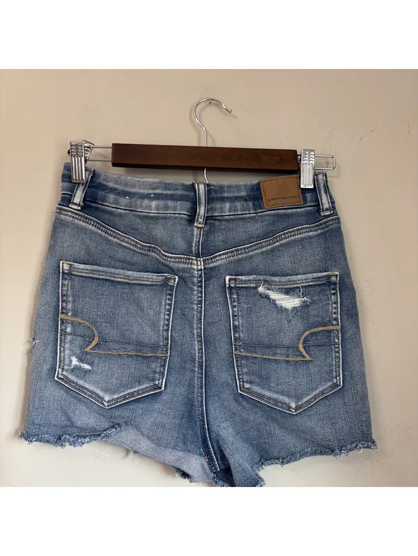American Eagle Curvy Super High Rise Shortie Jean Shorts Womens 6 Distressed - Image 2