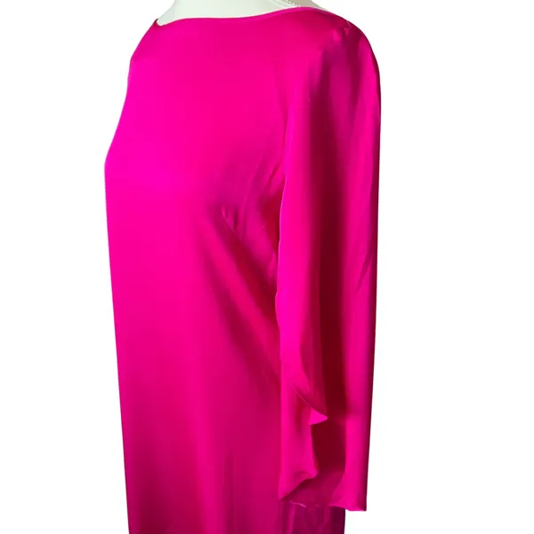 Milly Women's Mini Dress‎ Size 6 Pink Flutter Sleeve Cocktail Party Silk Blend - Image 4
