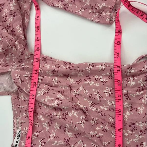 Reformation Rosalie long sleeve‎ mini dress baby’s breath pink white floral sz 6 - Image 6