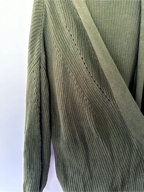Universal Threads Olive Green Textured Knit Open-Front Cardigan XL - Image 3