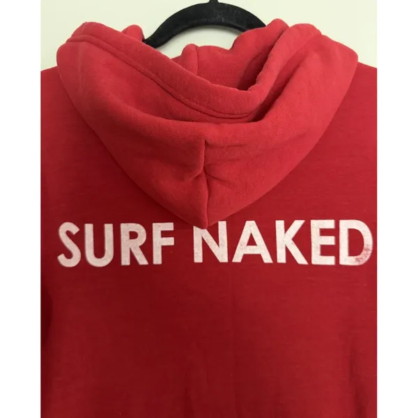Aviator Nation "Surf Naked" Zip Up Hoodie Red Unisex Size Small - Image 4
