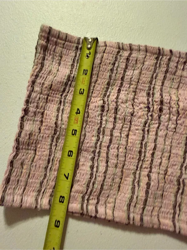 NEW Billabong Pink Striped Smocked Tube Top Bandeau Stretchy XS Festival - Image 2