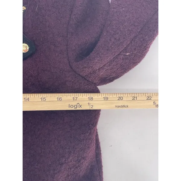 Forever21 Moto Wool Jacket Womens Size L Burgundy, Gold Zipper‎ - Image 7