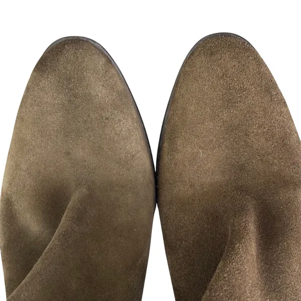 Zara Suede‎ Slouchy Heeled Boot Size EU 40 Green Leather Chic - Image 6