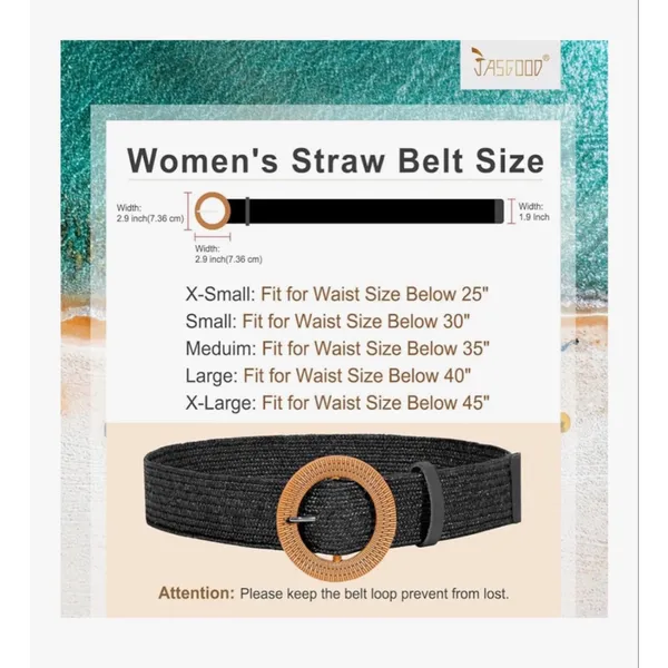 NEW Lot of 3 Straw Woven Elastic Stretch Belts Up to 30” - Image 7