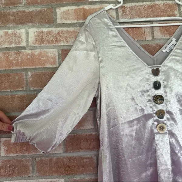 Native Youth Long Maxi Dress Silver Mismatched Buttons Women’s Small NEW - Image 6