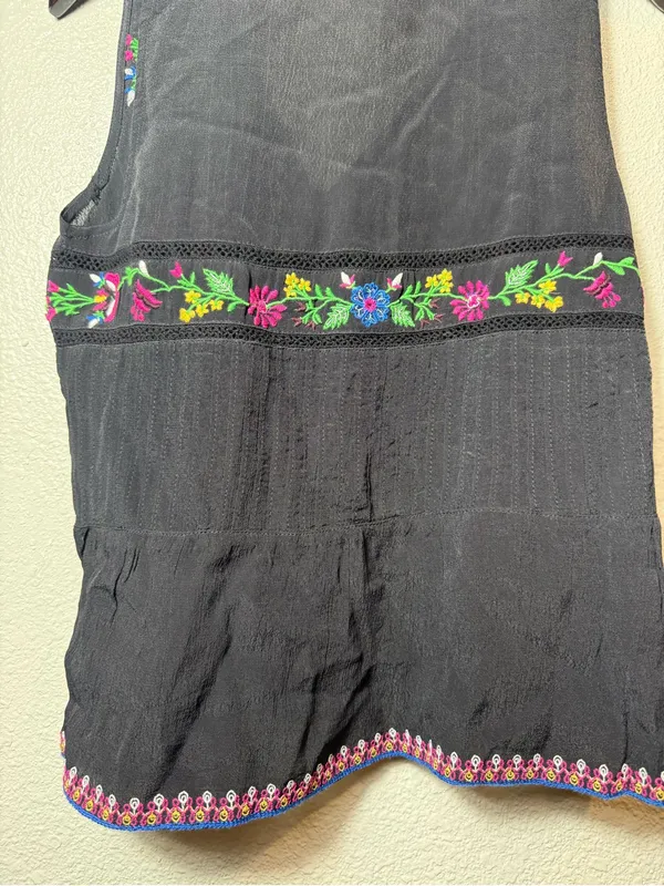 Anthropologie Maeve Carlotta Embroidered Sleeveless Blouse Black‎ Floral Size S - Image 10