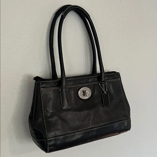 Coach Hampton Madeline Black Leather Satchel Bag Y2K Vintage Carryall Purse - Image 16
