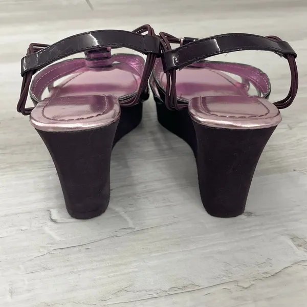 Avon Metallic Purple Strappy Platform Heels Y2K Chunky Cutout Sandals 6-6.5 - Image 6